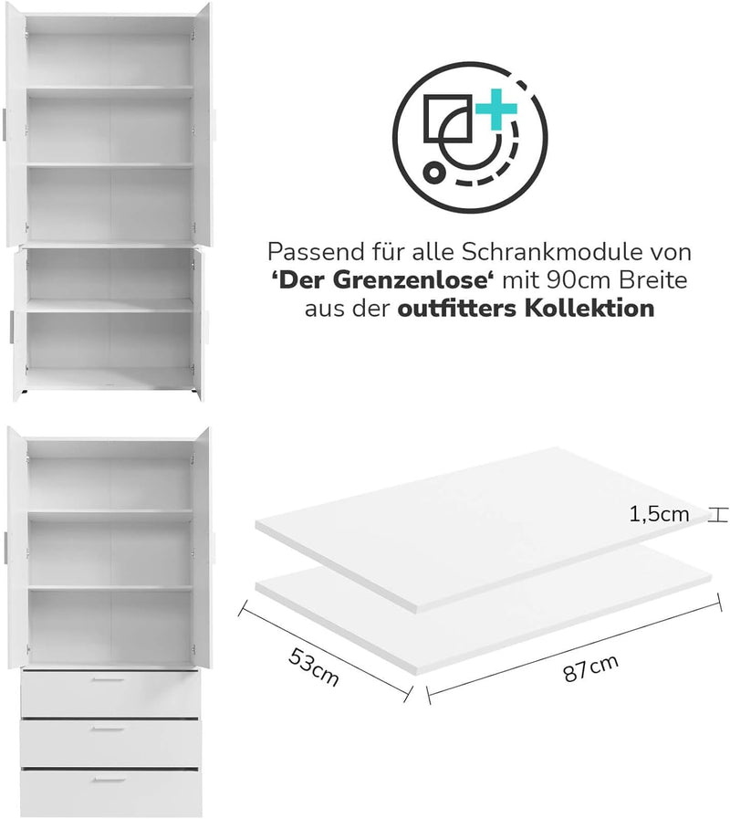 mokebo Einlegeböden 2er-Set für modularen Kleiderschrank &