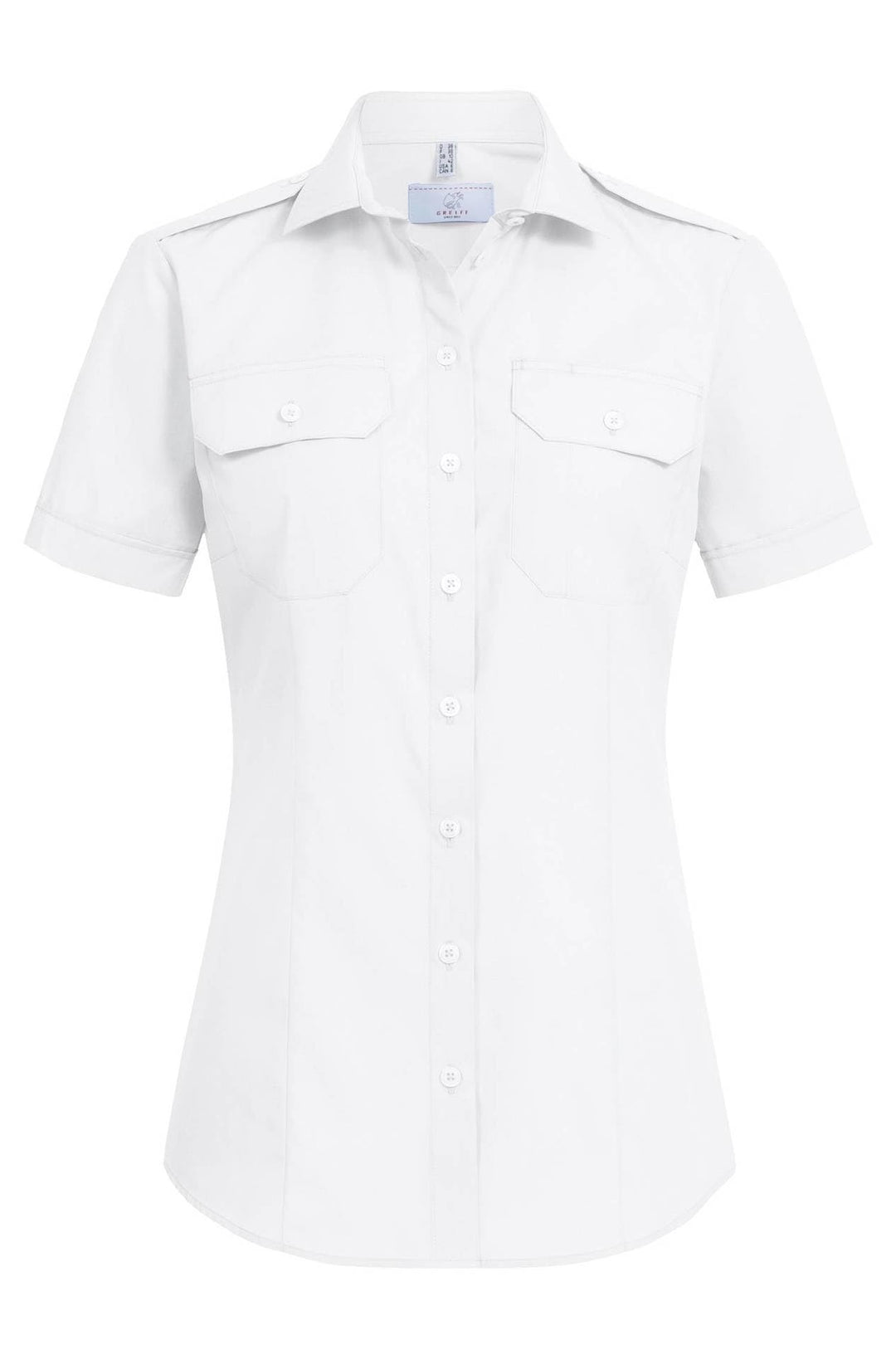 Greiff Grösse 48 Corporate Wear Basic Damen Pilotbluse Neues Modell Regular Fit Kurzarm Weiss Modell