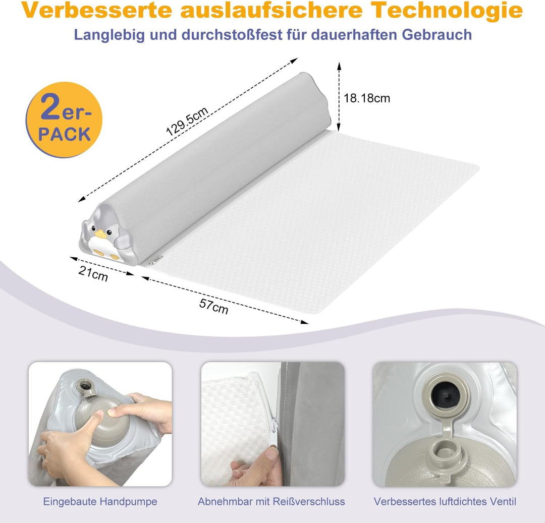 Rausfallschutz Aufblasbar Bett Reise: 2er Set Aufblasbarer Rausfallschutz für Kinder mit INTEGRIERTE