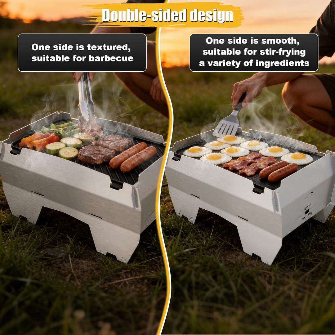 GFTIME Gusseisen Grillplatte passend für SKOTTI Grill, Plancha & Griddle 2-in-1, beidseitig verwendb