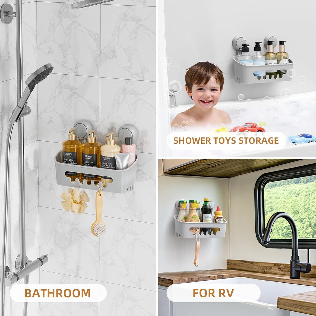 LEVERLOC Duschablage Ohne Bohren Saugnapf Dusche Organizer Grosse Kapazität Bad Organizer Ohne Bohre