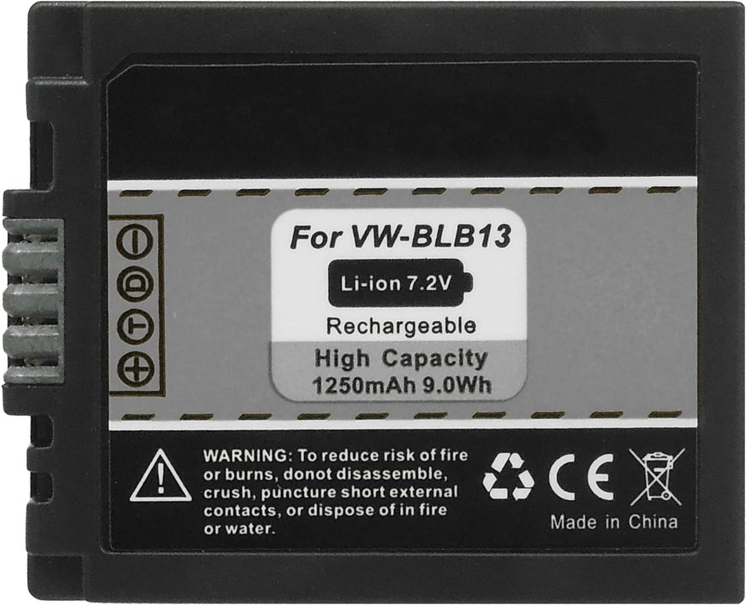 Ersatz-Akku + Ladegerät (KFZ, Netz) kompatibel mit Panasonic DMW-BLB13, BLB13E für Lumix DMC-G1, G2,