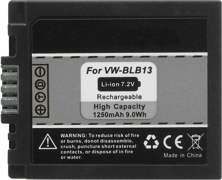 Ersatz-Akku + Ladegerät (KFZ, Netz) kompatibel mit Panasonic DMW-BLB13, BLB13E für Lumix DMC-G1, G2,