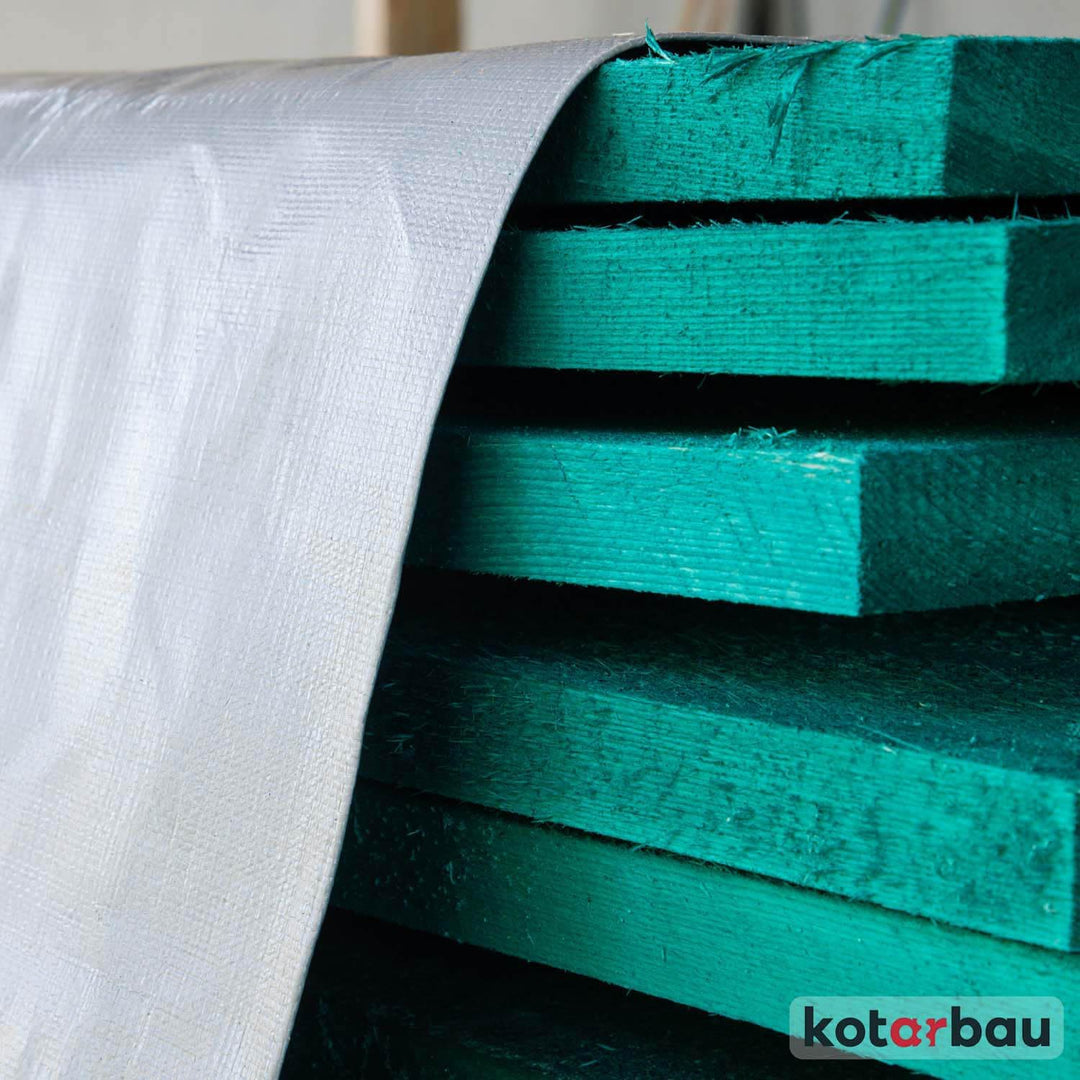 KOTARBAU® Gewebeplane 6x12 m Silber 200g/m2 Abdeckplane Verstärkten Ösen Schutzplane Bauplane Kordel