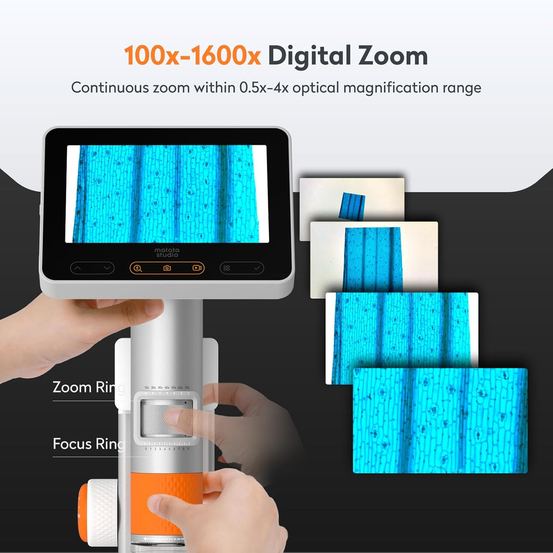 MX2-AS 4,3" Digitales Mikroskop für Kinder, MatataStudio 2-in-1 Tragbares Handmikroskop mit Bildschi