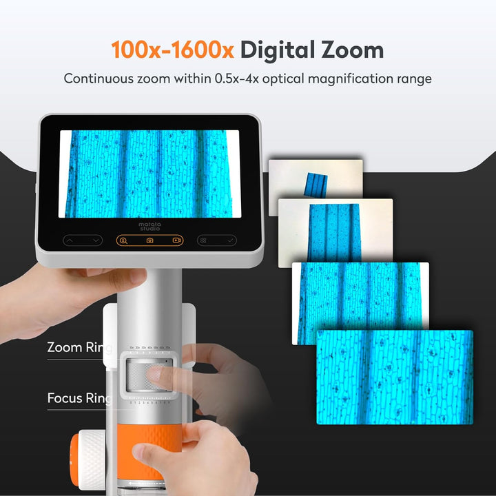 MX2-AS 4,3" Digitales Mikroskop für Kinder, MatataStudio 2-in-1 Tragbares Handmikroskop mit Bildschi