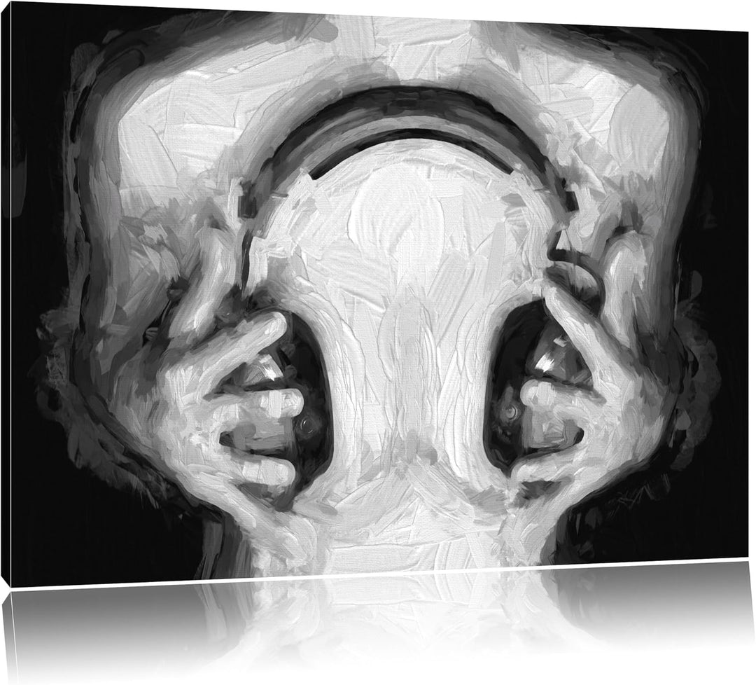 Pixxprint Sexy Girl mit Kopfhörer als Leinwandbild/Grösse: 100x70 cm/Wandbild/Kunstdruck/fertig besp