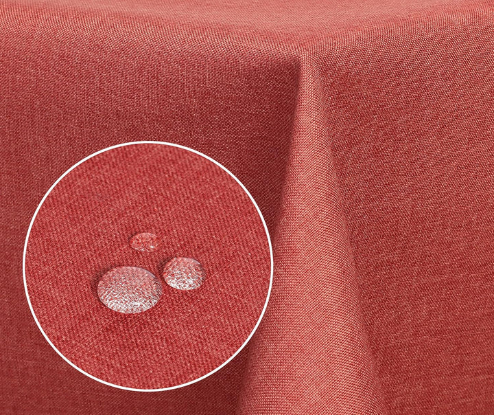 Textil Tischdecke - Leinen Optik - wasserabweisend Eckig 160x360 (Terrakotta, ca. 160 x 360 cm) Terr