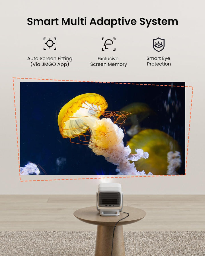 JMGO N1 Beamer, 1080P FHD Projektor, 800 CVIA Lumen Mini Beamer Outdoor, 150 Zoll Triple Laser 3D Be