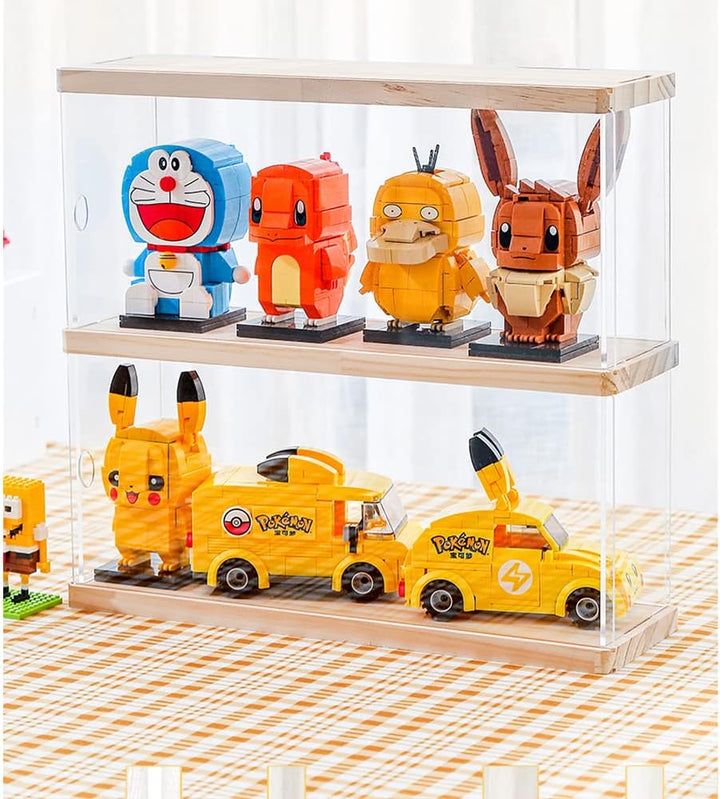 Joody Vitrine aus Acryl, Plexiglas-Boxen mit 2 Ebenen, Vitrine mit Tür für Pop-Figuren, Minifigur, S