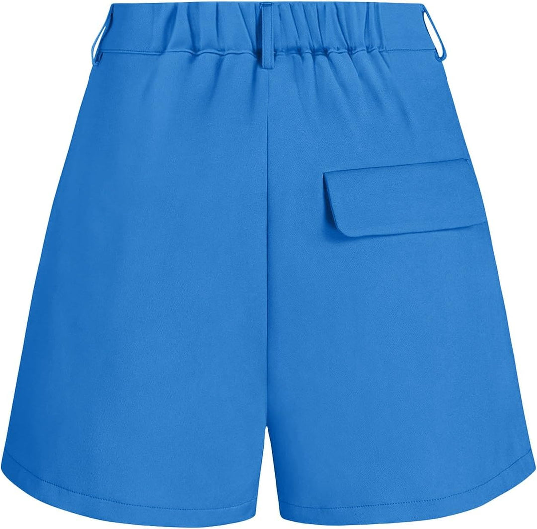 Frauen Casual Elastische Taille In Der Rückseite Plissee Herren Shorts Mit Innenslip 16 Blau XL, Bla