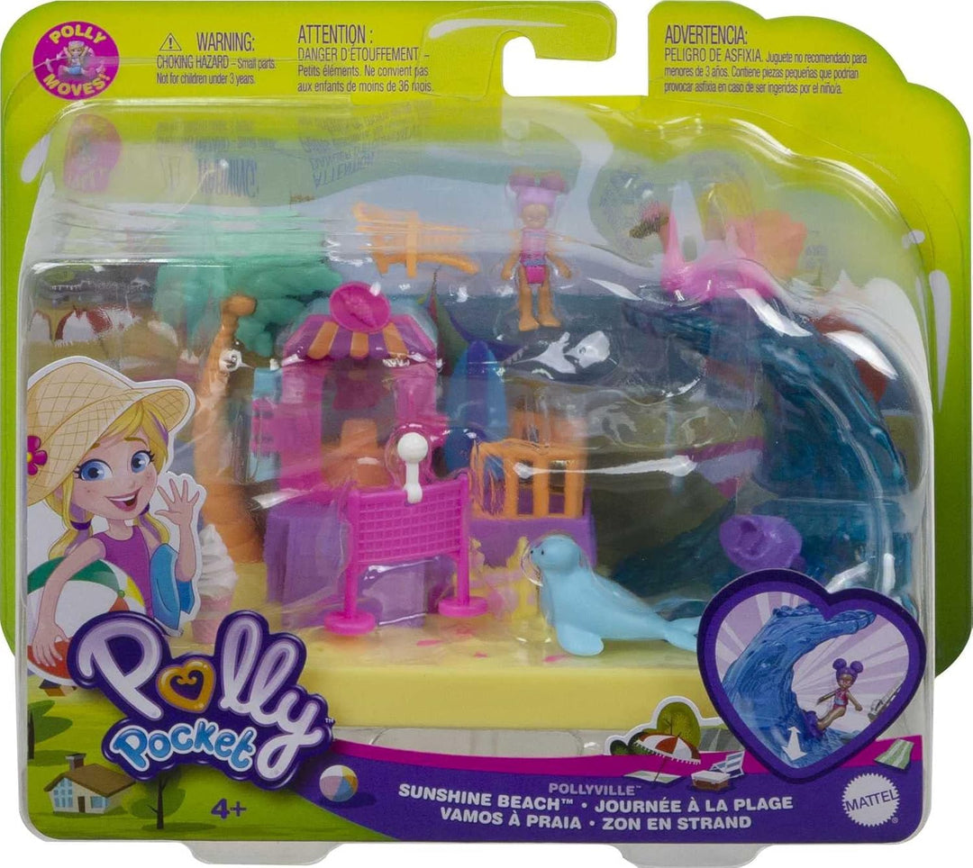 Polly Pocket GTM68 - Pollyville Sonnenstrand, kleine Puppe, Tierfigur, tolles Spielzeug Geschenk für