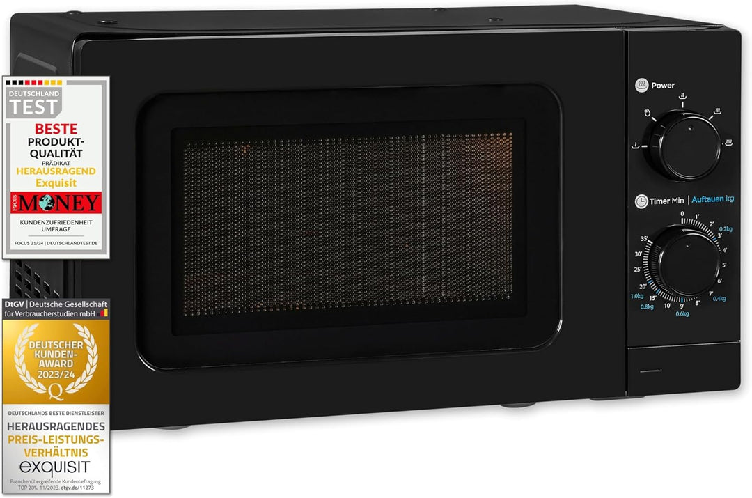 Exquisit Mikrowelle WP 700 J17-3 sw | 700 W Leistung | 20 L Garraum | Unterbau | Schwarz | Mikrowell
