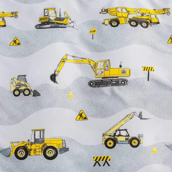 Kinder Jungen Bettwäsche 135x200 Bagger Baustelle & LKW Motiv Kinderbettwäsche Set 100% Mikrofaser W