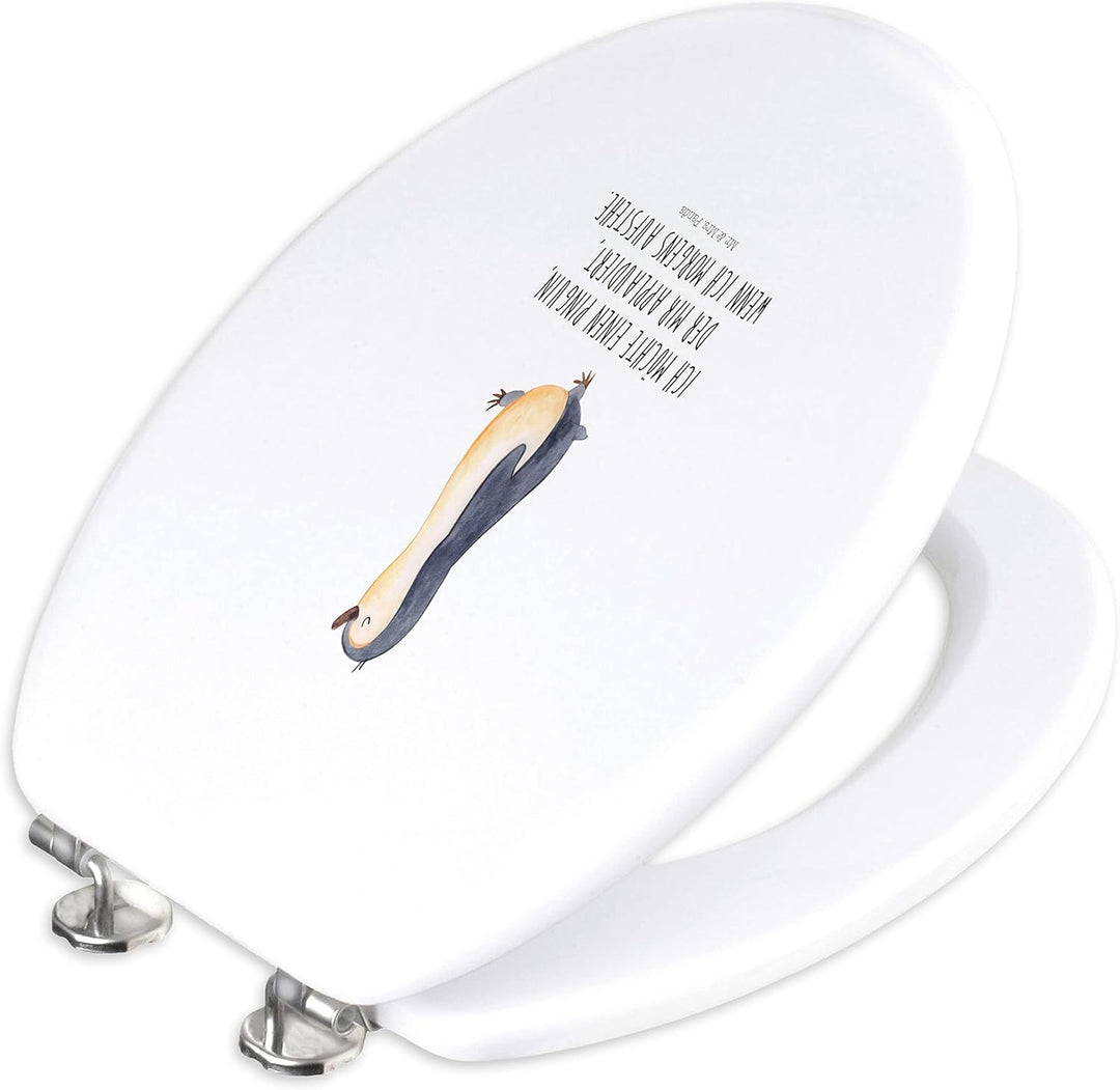 Mr. & Mrs. Panda Motiv WC Sitz Pinguin marschierend - Geschenk, Frühaufsteher, Klobrille, Toilettend