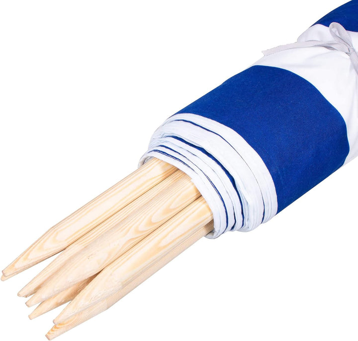 SPRINGOS Windschutz Strand Sichtschutz Blickschutz 6 m 8 m 10 m 12 m 15 m 8 m, weiss-dunkelblau, 8 m