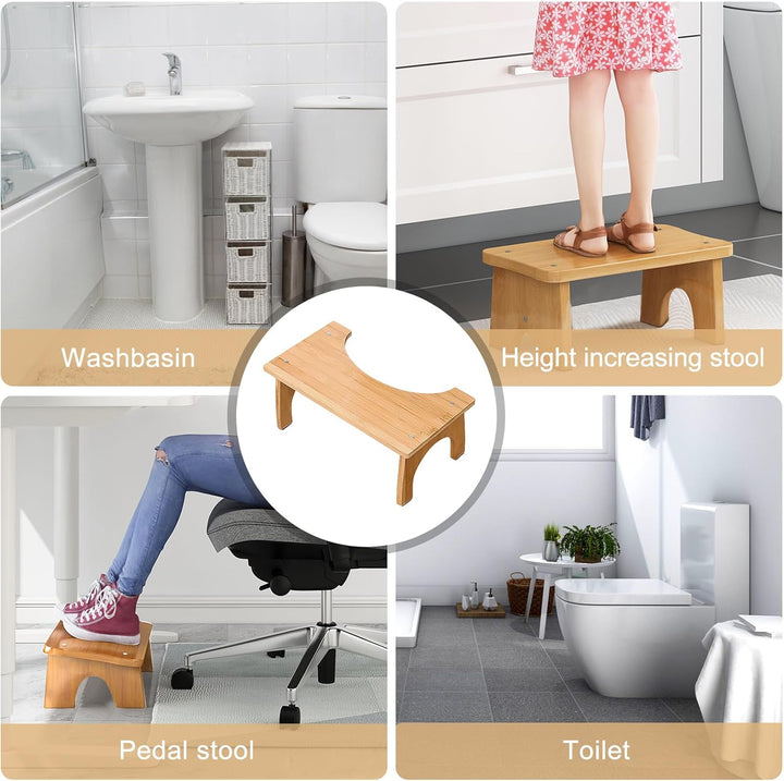 SUNOYA Anti-Rutsch WC-Hocker aus Holz für Erwachsene, tragbar im Badezimmer