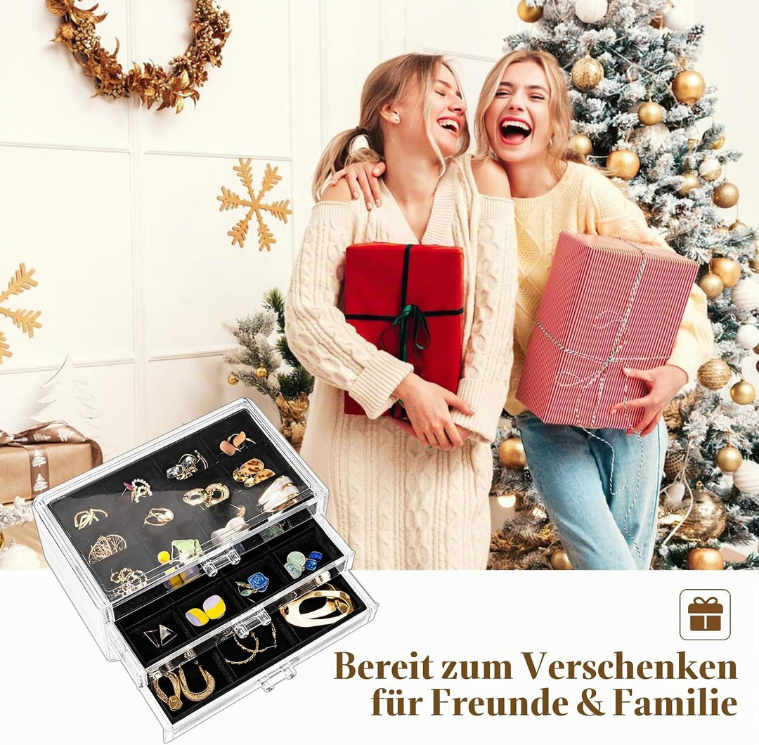 ProCase Acryl Schmuck Organizer Schmuckschatulle für Damen Durchsichtige Schmuckaufbewahrung Schmuck