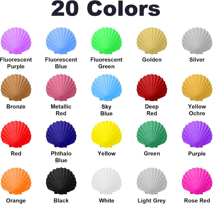 Airbrush-Farbe, 20 Farben, Acryl-Luftpinsel-Set, blickdichte und neon Farben, Perlenfarben, für Anfä