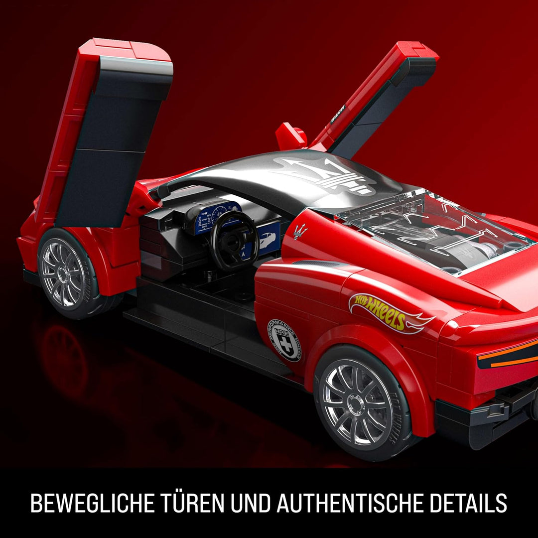 Mattel Brick Shop Hot Wheels Speed Serie Bauset, Maserati MC20 mit 250 Teilen, realistischen Detail