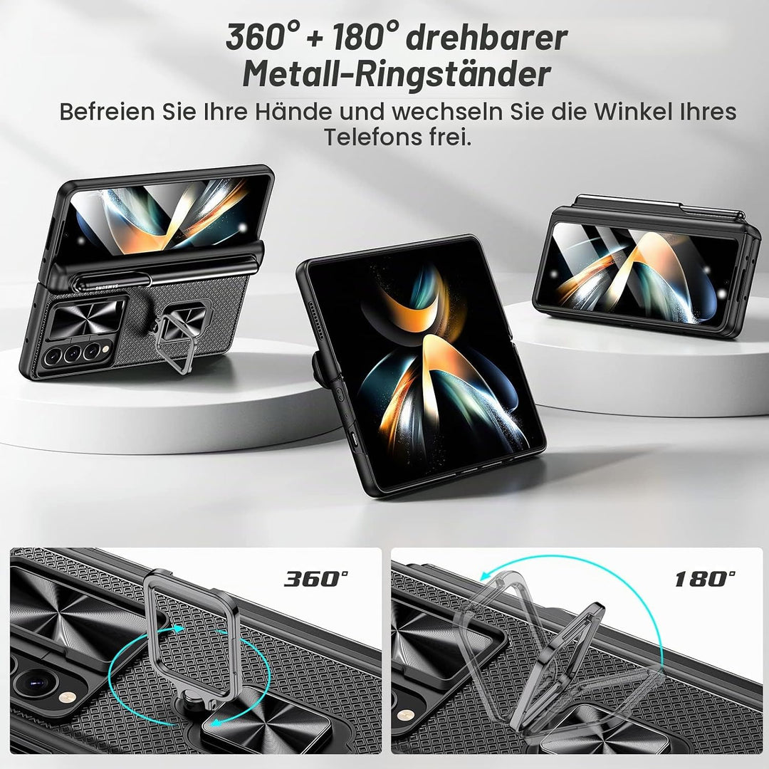 Doeshine Hülle Samsung Galaxy Z Fold 4 mit S Pen Slot &amp; Ständer, Ganzkörper Robuste Handyhülle mit P