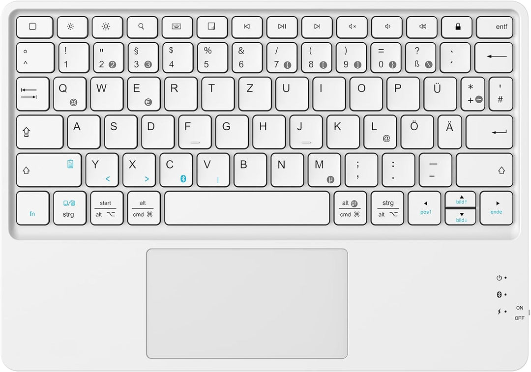 Fintie Kabellose Bluetooth Tastatur mit Touchpad, Tablet Tastatur Deutsch Layout für iPad, Samsung,