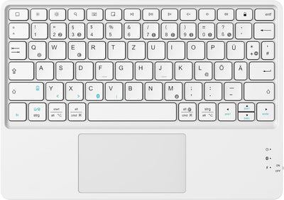 Fintie Kabellose Bluetooth Tastatur mit Touchpad, Tablet Tastatur Deutsch Layout für iPad, Samsung,