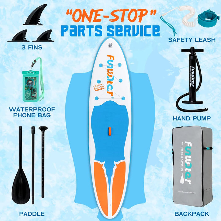 FunWater Aufblasbares Stand Up Paddle Board Surfbrett SUP Komplettes Paddleboard Zubehör Verstellbar