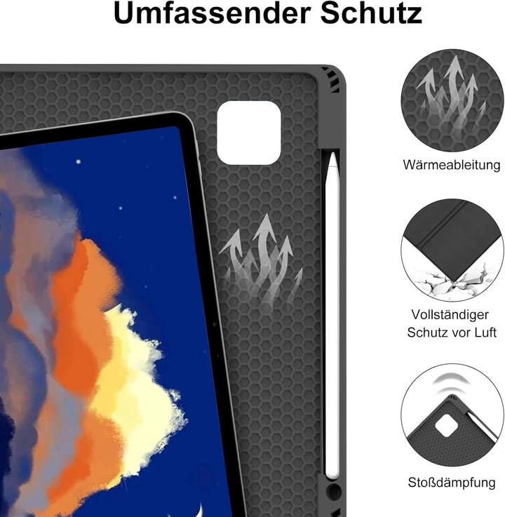 Hülle mit Tastatur für iPad Pro 12.9 Zoll 6ª 2022 /5ª 2021/4ª 2020/3ª Gen 2018, QWERTZ Deutsches Mag
