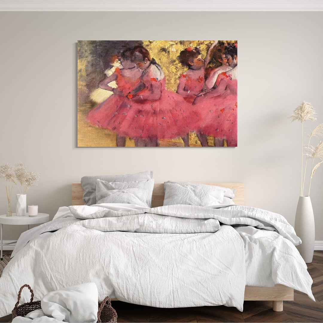 Leinwand (80x60cm): Edgar Degas - Die pinken Tänzerinnen vor dem Ballet 80x60 cm, 80x60 cm