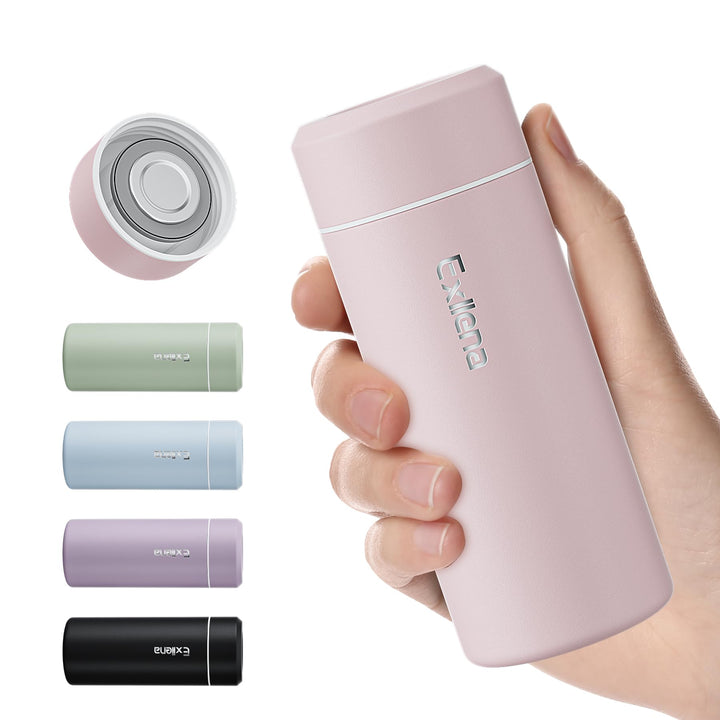 【Upgrade-Version】Exllena Mini Thermosflasche 250ml mit Edelstahl-Deckel, Trinkflasche Klein Doppelwa