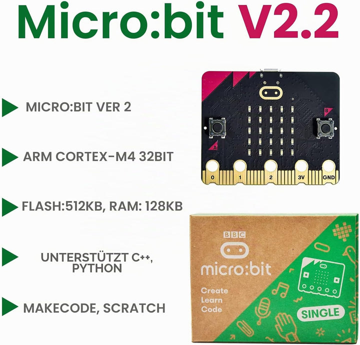 KEYESTUDIO BBC Micro:bit Basic Starter Kit mit Micro Bit V2.2, grafischer Programmierung, integriert