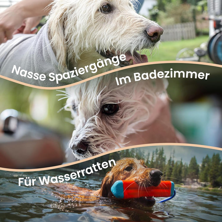 Nice and things® Luxuriöser Hundebademantel in GRAU - TESTSIEGER extra saugfähig - Ultraweicher Hund