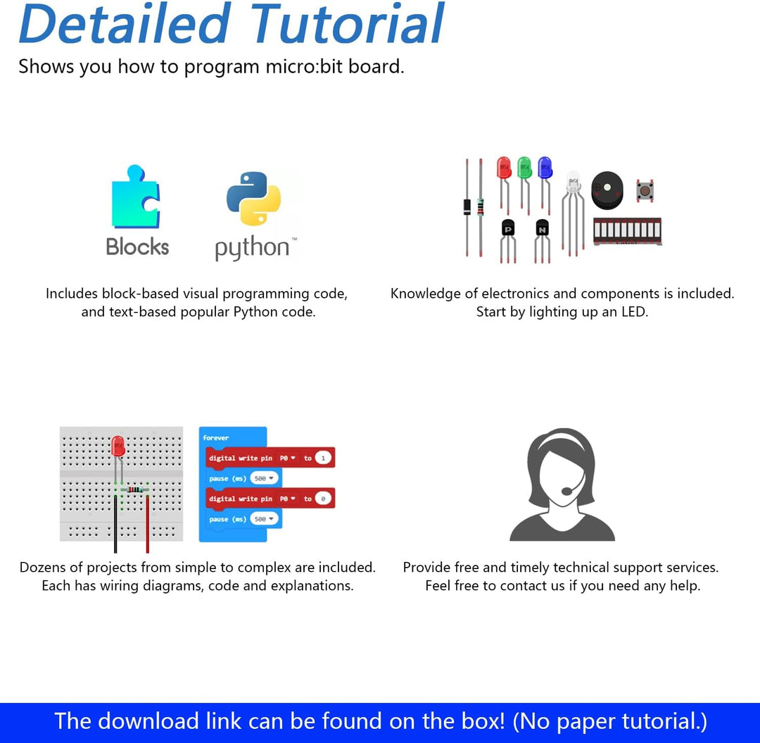 FREENOVE Basic Starter Kit for BBC Micro:bit (V2 Included), 179-Page Detailed Tutorial, 162 Items, 2