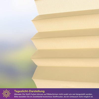 SchattenFreude Klemmfix-Plissee für Fenster | Mit Klemm-Haltern | Ohne Bohren | Beige, Breite: 135cm