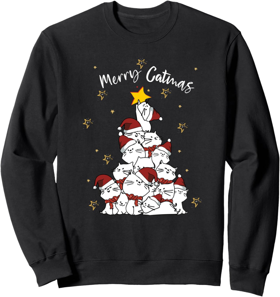 Merry Catmas, Christmas tree of cats, Weihnachtskatze Sweatshirt
