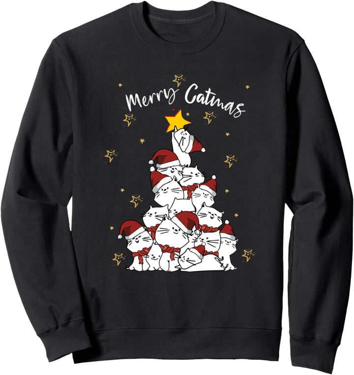 Merry Catmas, Christmas tree of cats, Weihnachtskatze Sweatshirt