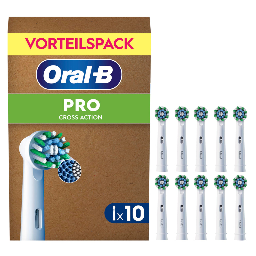 Oral-B Pro CrossAction Aufsteckbürsten für elektrische Zahnbürste, 10 Stück, überlegene Zahnreinigun