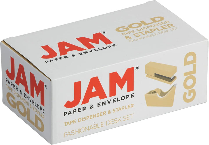JAM PAPER Büro & Schreibtischset - 1 Tacker & 1 Klebebandspender - Gold - 2/Packung, Gold