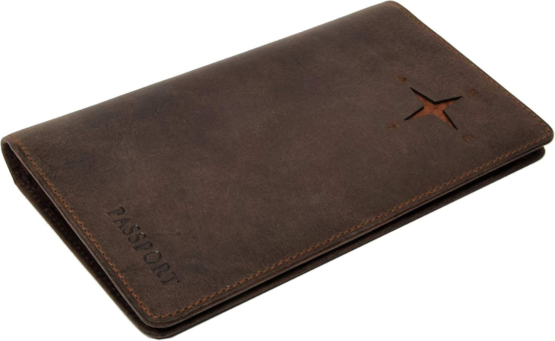 Menzo Reisepasshülle aus echten Leder mit RFID-Schutz, Reisepassetui für Damen und Herren (Marrone),