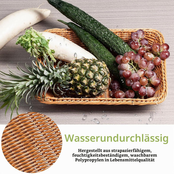 2er Set Brotkörbchen Brotkorb Geflochten 35 x 25 x 7 cm Körbchen aus Polypropylen,Geschenkkorb,Flech