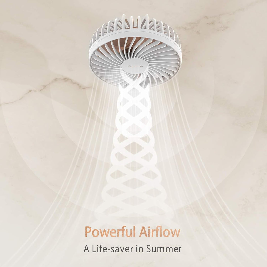 Funme Handventilator Tischventilator [5000 Akku 20 Stunden Lange Arbeitszeit] Starker Wind Leise 4 S