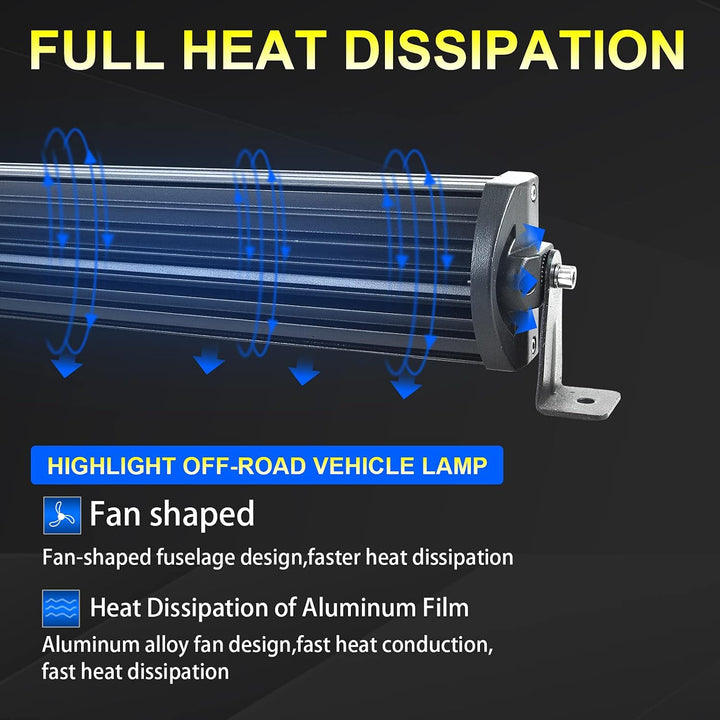 RIGIDON Gebogene led lampe, Led lichtleiste kfz mit 12v kabelbaum kit, 22 Zoll 55cm 120W offroad bel