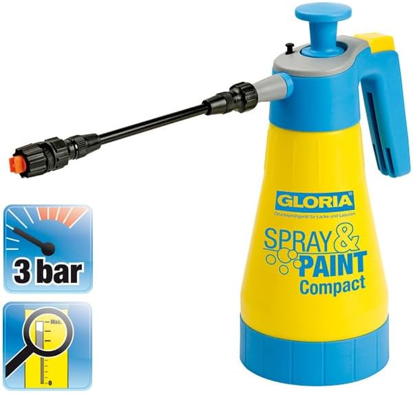 GLORIA Drucksprüher Spray & Paint Compact | 1,25 L Farbsprüher/Ölsprüher | Handsprüher auch für Lasu