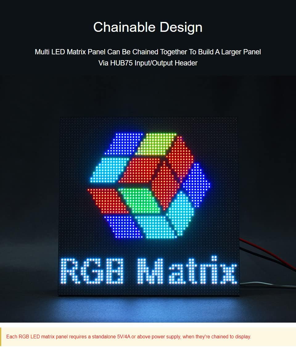Waveshare RGB Full-Color LED Matrix Panel 4mm Pitch 64×32 Pixels 2048 Individual RGB LEDs Adjustable