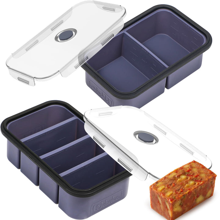 webake Suppen Einfrieren Behälter 2 Stück Silikon Gefrierform mit Deckel 500ml 250ml Silikon Gefrier