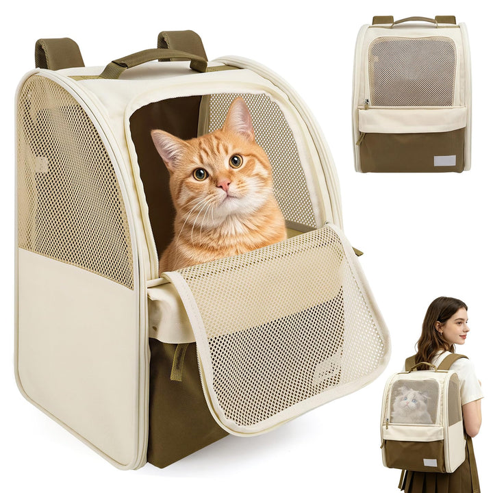 Katzenrucksack Hunderucksack für Katzen und Kleine Hunde 8kg Haustier Rucksack mit Netzfenster Faltb