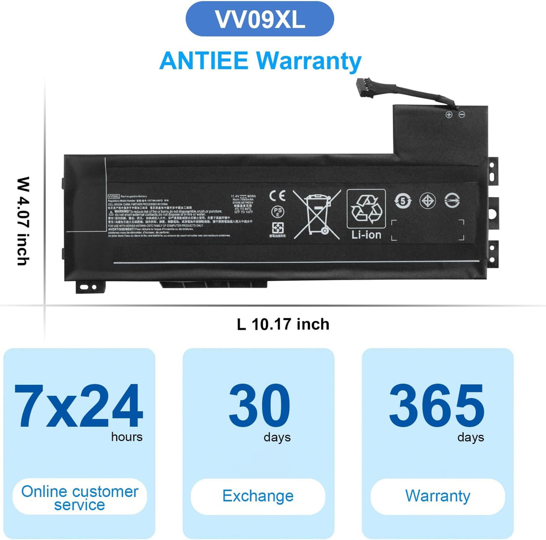 ANTIEE 90Wh VV09XL Laptop Akku Kompatibel mit HP ZBook 15 G3 G4, ZBook 17 G3 Mobile Workstation HSTN