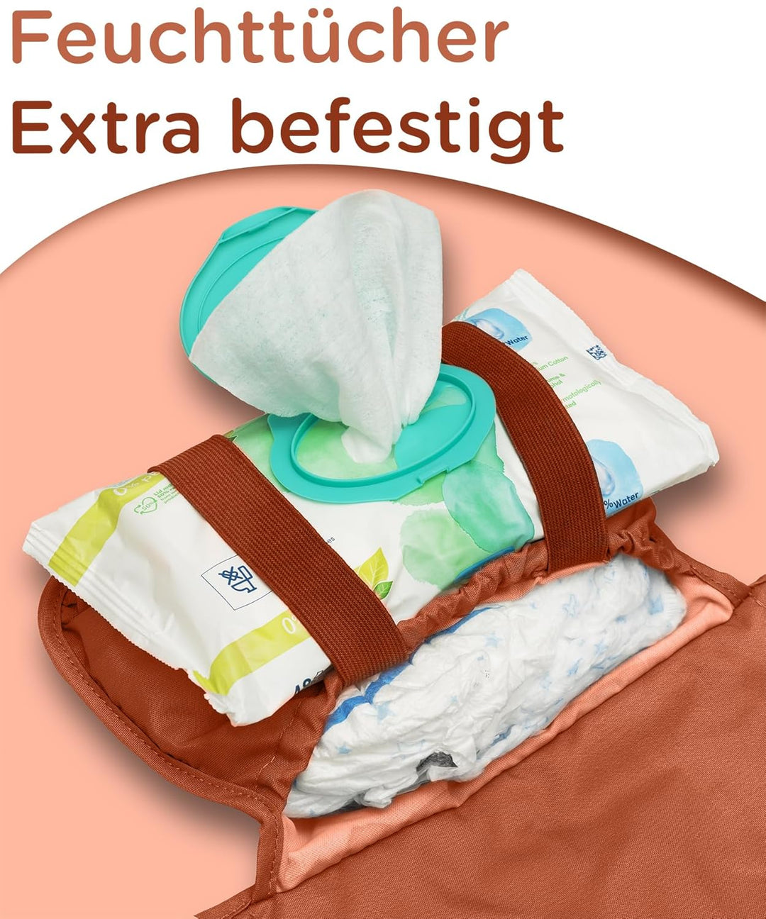 Jubi® Wickelauflage Braun-Rust aus Biobaumwolle und ÖkoTex Polyester - Wickelunterlage für unterwegs