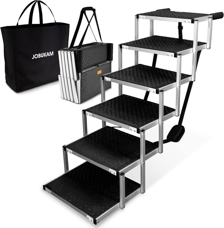 JOBUKAM Hundetreppe Auto 80cm - Extra Stabile 6 Stufen Hundeleiter bis 70kg - Faltbare Hundetreppe f